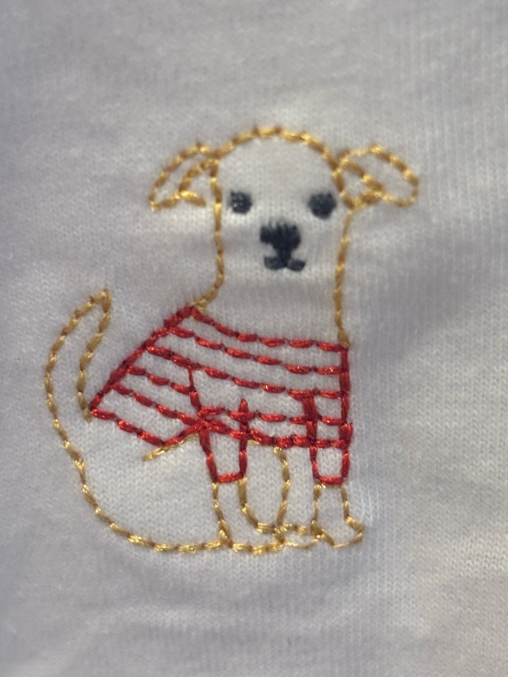 NWT Embroidered Dog Graphic Tee - Red & Gold Stitch- S - Picture 2 of 16